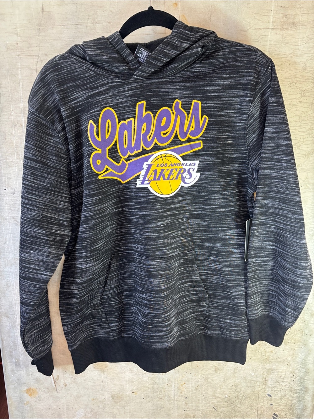 Los Angeles Lakers Kids' Black Heather Pullover Hoodie
